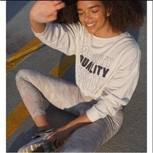 PINK Victoria's Secret Women's Equality Long Sleeve T-Shirt Cotton Cream OS